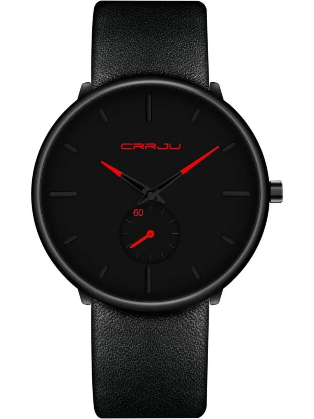 Unisex Red Ultra-Thin Minimalist Waterproof Fashion Leather Band Wrist Watch